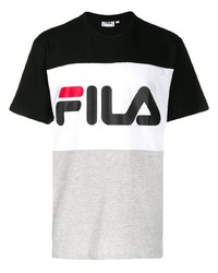 Мужская черно-белая футболка с круглым вырезом с принтом от Fila