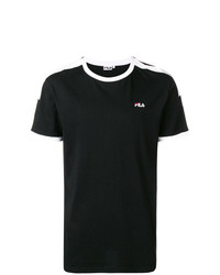 Мужская черно-белая футболка с круглым вырезом с принтом от Fila