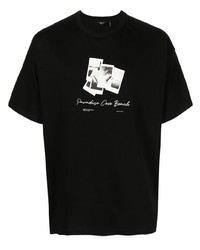 Мужская черно-белая футболка с круглым вырезом с принтом от FIVE CM