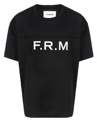 Мужская черно-белая футболка с круглым вырезом с принтом от Frame