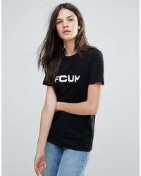 Женская черно-белая футболка с круглым вырезом с принтом от French Connection