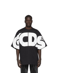 Мужская черно-белая футболка с круглым вырезом с принтом от Gcds
