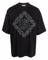 Мужская черно-белая футболка с круглым вырезом с принтом от Gcds