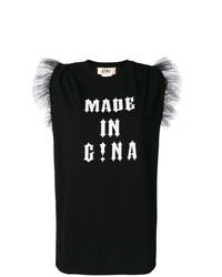 Женская черно-белая футболка с круглым вырезом с принтом от Gina