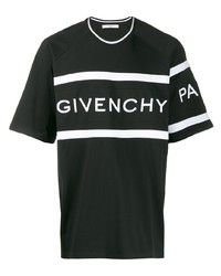 Мужская черно-белая футболка с круглым вырезом с принтом от Givenchy