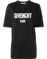Женская черно-белая футболка с круглым вырезом с принтом от Givenchy