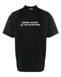 Мужская черно-белая футболка с круглым вырезом с принтом от GOING GHOST IN THE SUBURBS