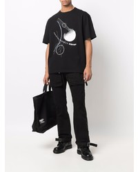 Мужская черно-белая футболка с круглым вырезом с принтом от C2h4