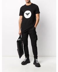 Мужская черно-белая футболка с круглым вырезом с принтом от Rick Owens
