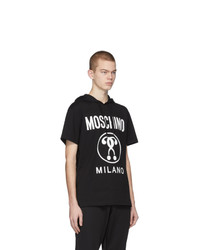 Мужская черно-белая футболка с круглым вырезом с принтом от Moschino