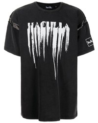 Мужская черно-белая футболка с круглым вырезом с принтом от Haculla