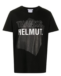 Мужская черно-белая футболка с круглым вырезом с принтом от Helmut Lang