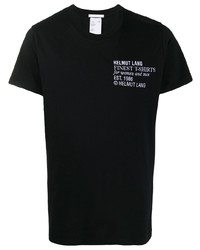 Мужская черно-белая футболка с круглым вырезом с принтом от Helmut Lang