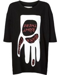 Женская черно-белая футболка с круглым вырезом с принтом от Henrik Vibskov
