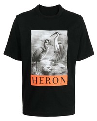 Мужская черно-белая футболка с круглым вырезом с принтом от Heron Preston