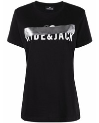 Мужская черно-белая футболка с круглым вырезом с принтом от Hide&Jack