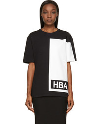 Женская черно-белая футболка с круглым вырезом с принтом от Hood by Air
