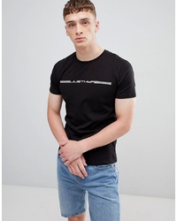 Мужская черно-белая футболка с круглым вырезом с принтом от Hype