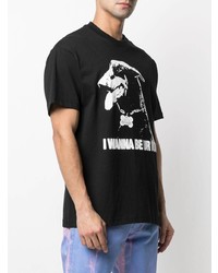 Мужская черно-белая футболка с круглым вырезом с принтом от Pleasures