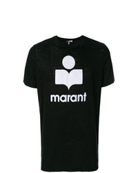 Мужская черно-белая футболка с круглым вырезом с принтом от Isabel Marant