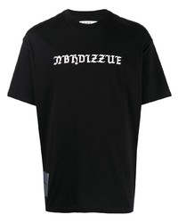 Мужская черно-белая футболка с круглым вырезом с принтом от Izzue