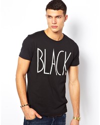Мужская черно-белая футболка с круглым вырезом с принтом от Jack & Jones