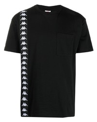 Мужская черно-белая футболка с круглым вырезом с принтом от Kappa