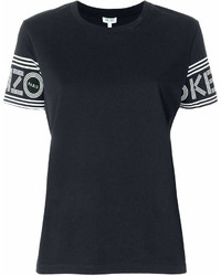 Женская черно-белая футболка с круглым вырезом с принтом от Kenzo