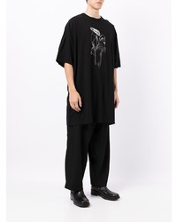 Мужская черно-белая футболка с круглым вырезом с принтом от Yohji Yamamoto