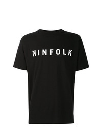 Мужская черно-белая футболка с круглым вырезом с принтом от Kinfolk