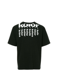 Мужская черно-белая футболка с круглым вырезом с принтом от Kolor