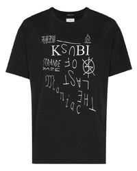 Мужская черно-белая футболка с круглым вырезом с принтом от Ksubi