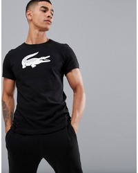 Мужская черно-белая футболка с круглым вырезом с принтом от Lacoste Sport