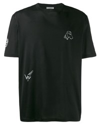 Мужская черно-белая футболка с круглым вырезом с принтом от Lanvin