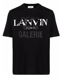 Мужская черно-белая футболка с круглым вырезом с принтом от Lanvin