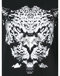 Женская черно-белая футболка с круглым вырезом с принтом от Marcelo Burlon County of Milan
