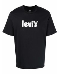Мужская черно-белая футболка с круглым вырезом с принтом от Levi's