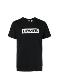 Мужская черно-белая футболка с круглым вырезом с принтом от Levi's