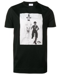 Мужская черно-белая футболка с круглым вырезом с принтом от Limitato