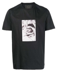 Мужская черно-белая футболка с круглым вырезом с принтом от Limitato