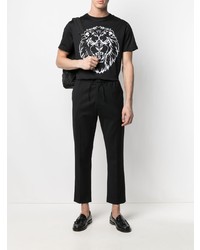 Мужская черно-белая футболка с круглым вырезом с принтом от Billionaire