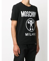 Мужская черно-белая футболка с круглым вырезом с принтом от Moschino