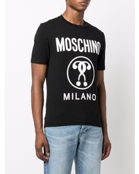 Мужская черно-белая футболка с круглым вырезом с принтом от Moschino