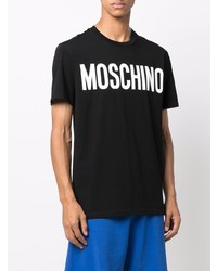 Мужская черно-белая футболка с круглым вырезом с принтом от Moschino