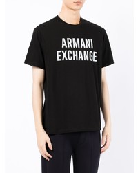 Мужская черно-белая футболка с круглым вырезом с принтом от Armani Exchange