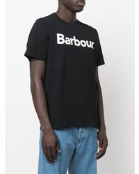 Мужская черно-белая футболка с круглым вырезом с принтом от Barbour