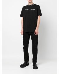 Мужская черно-белая футболка с круглым вырезом с принтом от 1017 Alyx 9Sm