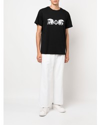 Мужская черно-белая футболка с круглым вырезом с принтом от Billionaire