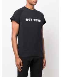 Мужская черно-белая футболка с круглым вырезом с принтом от Ron Dorff