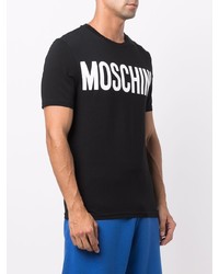 Мужская черно-белая футболка с круглым вырезом с принтом от Moschino